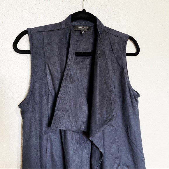 Romeo & Juliet Suede Vest Navy Blue Size Medium - Picture 2 of 7